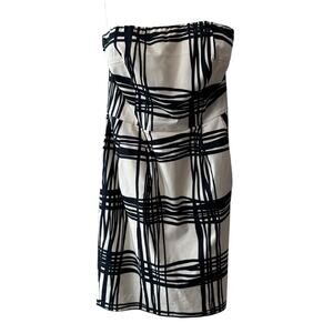 Express Stripe Grid Strapless Mini Sheath Dress Black White Size 6